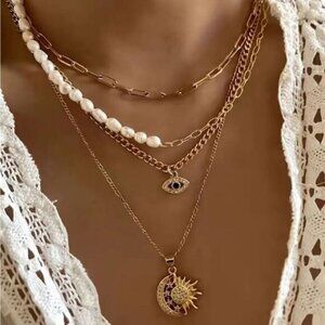 Boho evil eye necklace N1097